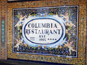 The Columbia sign on the exterior -- gorgeous handpainted tiles!